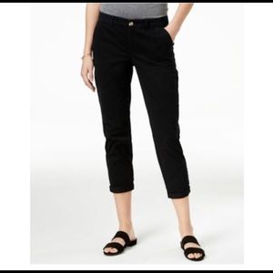 Maison Jules Blk Mid Rise Casual Cuff ankle Pants